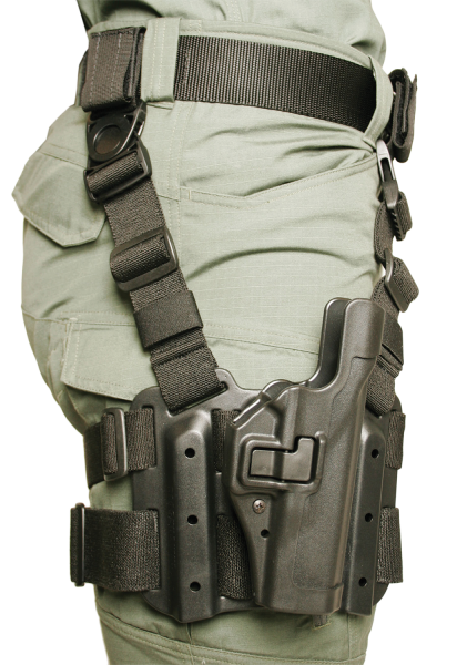 Blackhawk Serpa Level 2 Right-Hand Thigh Holster for Glock 17, 19, 20, 21, 22, 23, 31, 32 in Black - 430500BKR