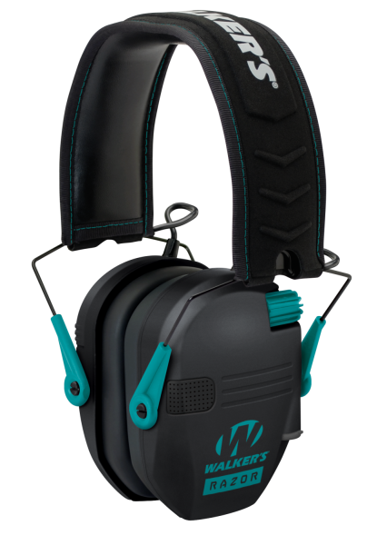 Walkers Game Ear GWPRSEMTL Razor Slim Shooter Folding Earmuff 23 dB Teal/Black