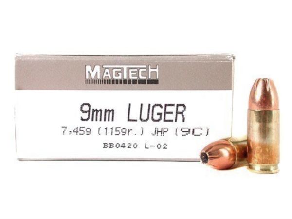 Magtech Ammunition Sport 9mm Jacketed Hollow Point, 115 Grain (50 Rounds) - 9C