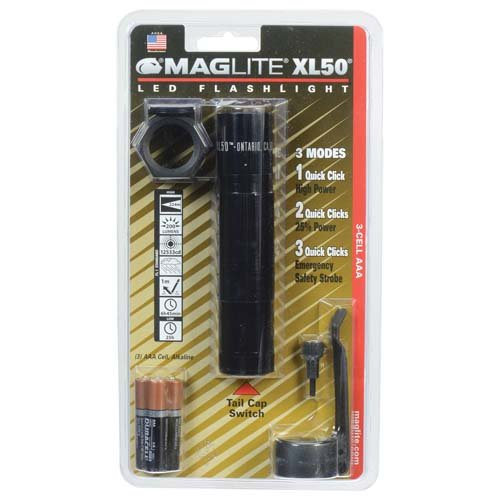 MagLite XL50 Flashlight in Black (4.8") - XL50-S3016