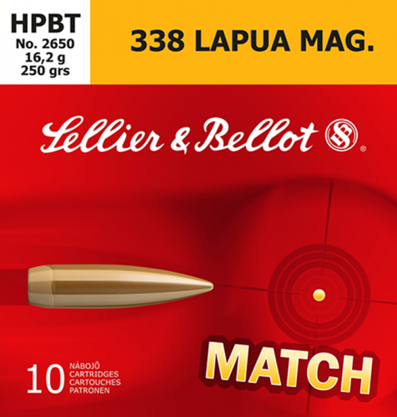 Magtech Ammunition Match Grade .338 Lapua Magnum Boat Tail Hollow Point, 250 Grain (10 Rounds) - SB338LMA