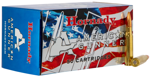 Hornady American Gunner .308 Winchester/7.62 NATO Boat Tail Hollow Point, 155 Grain (50 Rounds) - 80967