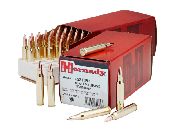 Hornady Custom Training .223 Remington Full Metal Jacket Boat Tail, 55 Grain (50 Rounds) - 80275