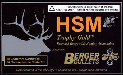 HSM Hunting Shack Trophy Gold Match Hunting VLD .300 Weatherby Magnum Boat Tail Hollow Point, 185 Grain (20 Rounds) - BER300WBY185