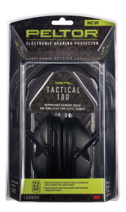 3M Peltor 92493 Tactical 100 Earmuffs NRR 22 dB Battery Operated Black